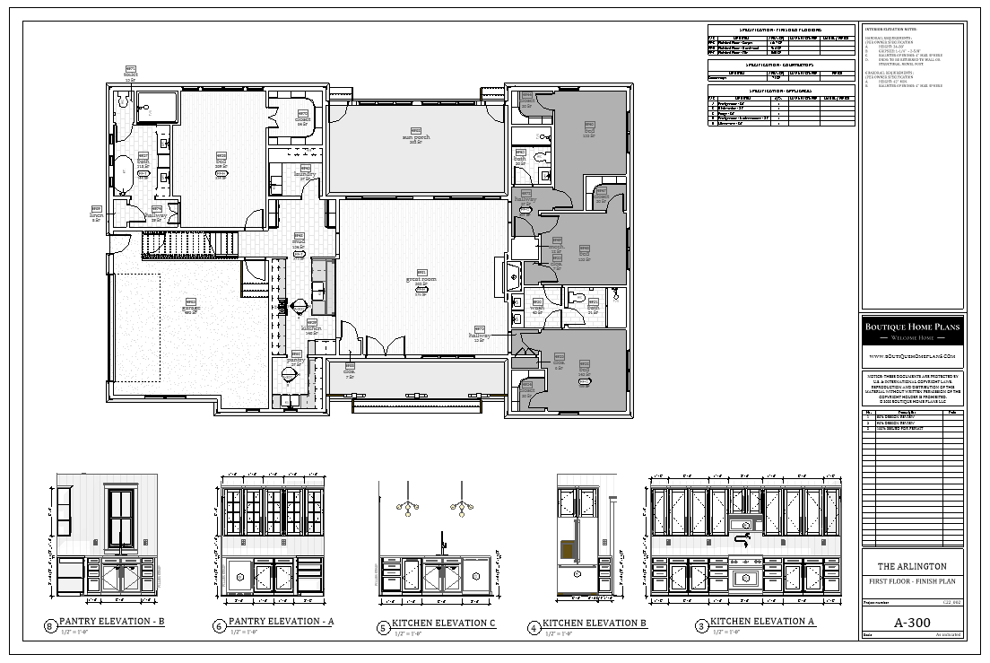 Finish Plan & Cabinetry Elevations