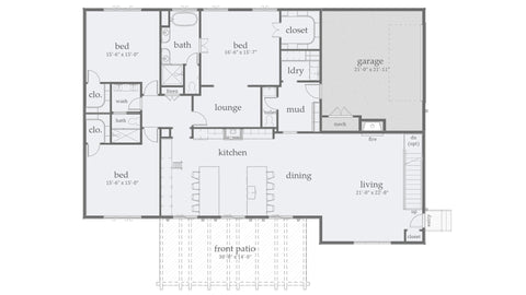 3 Bedroom Ranch Floor Plan