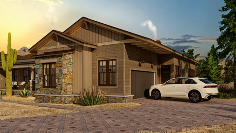 Western Style 3 Bedroom Ranch House Plan